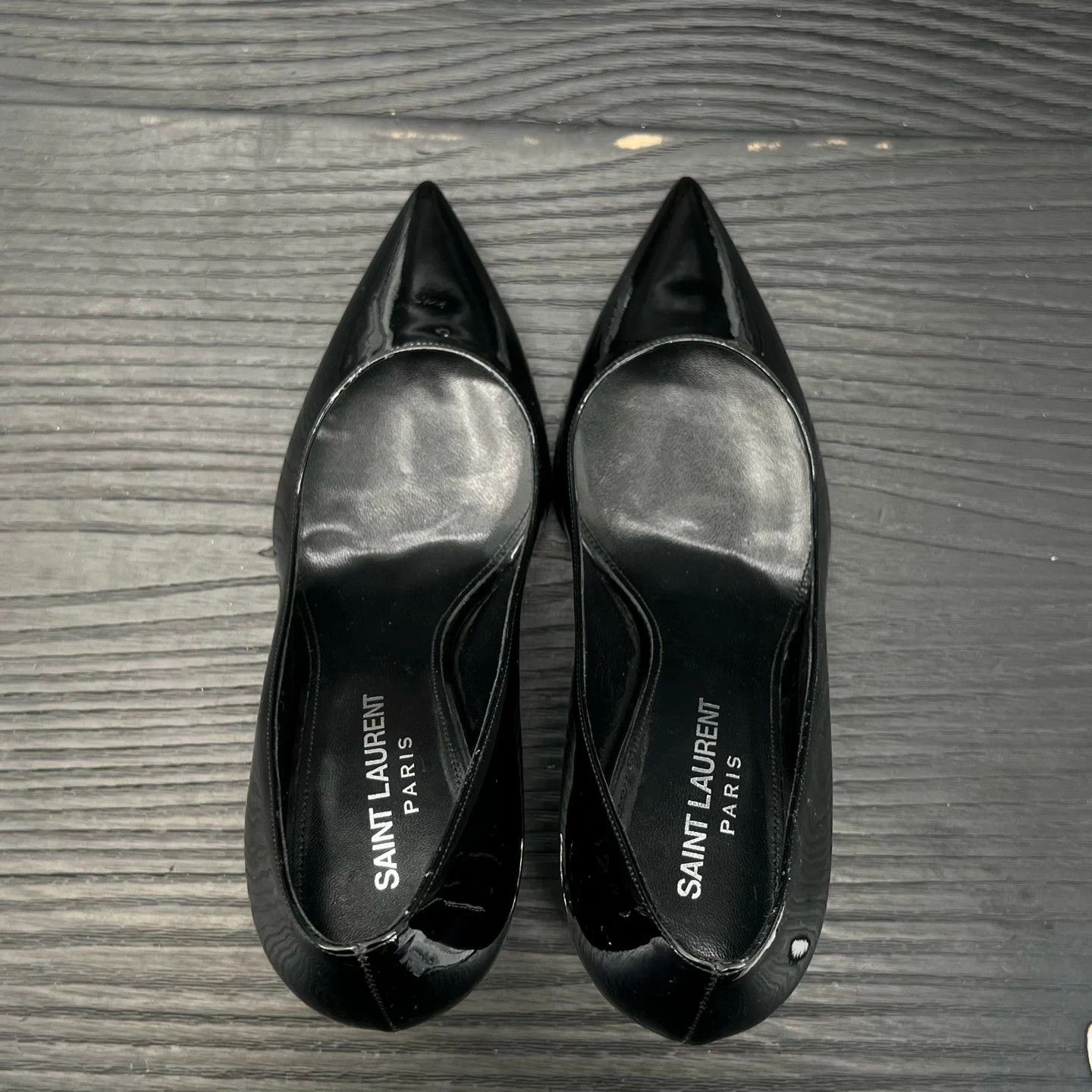 Saint Laurent Paris YSL Black Silver Patent Heels EUR35 LikeNew Box Size US 5 / IT 35 - 5 Thumbnail