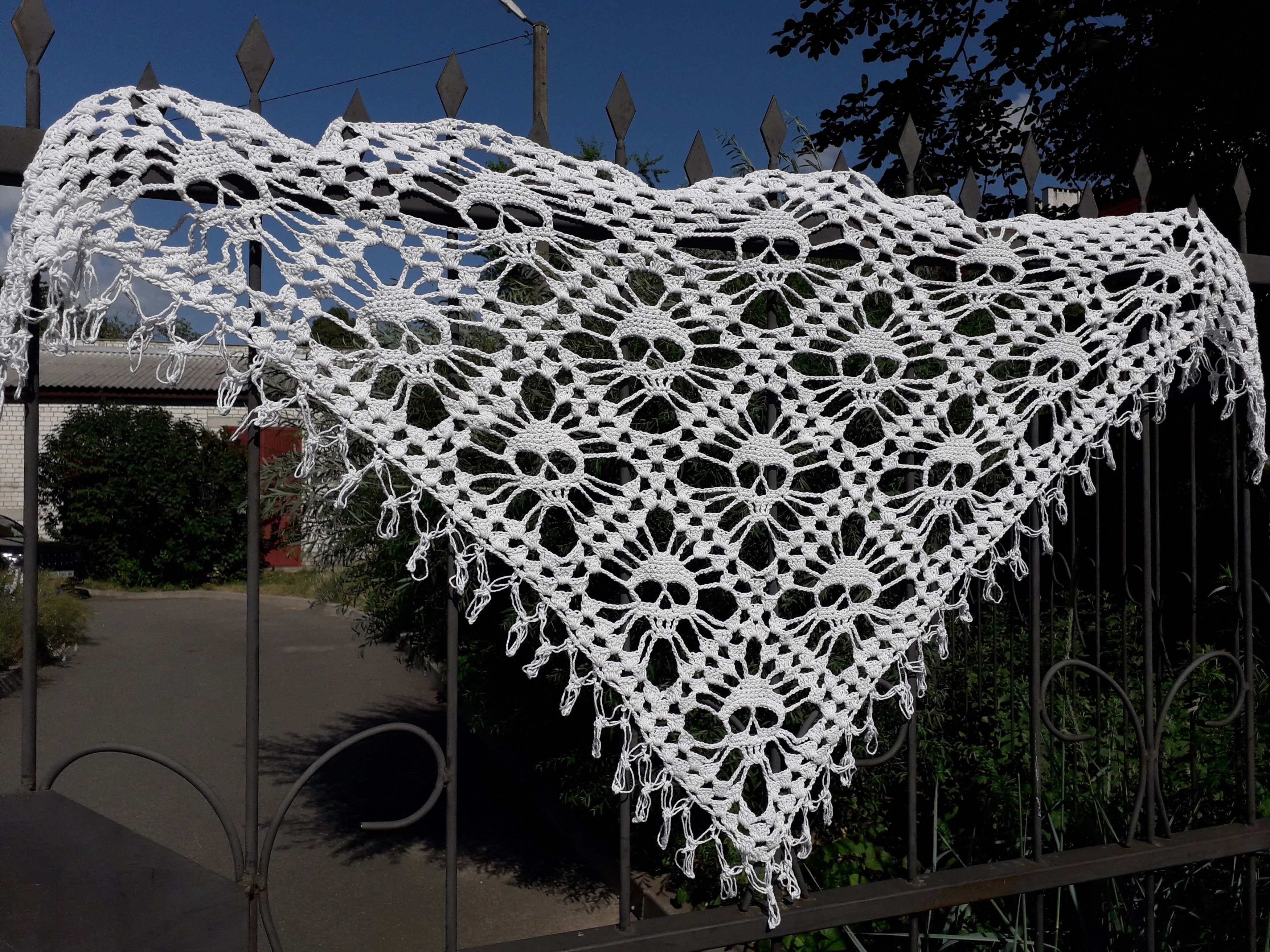 Other White Crochet Skull Shawl – Handcrafted Gothic Wrap Size ONE SIZE - 2 Thumbnail
