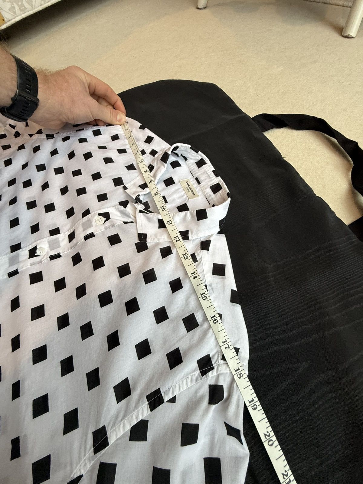 Saint Laurent Paris SS13 Saint Laurent square polka dot white shirt Hedi Slimane Size US M / EU 48-50 / 2 - 7 Thumbnail