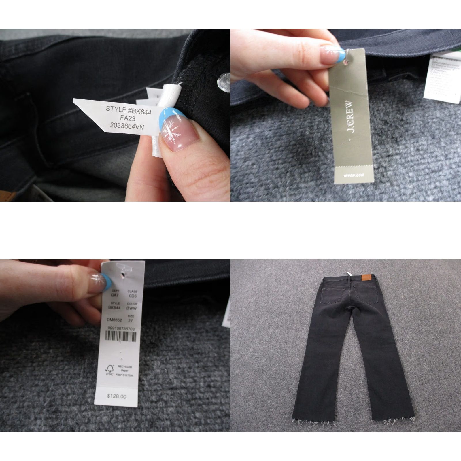 J.Crew J.CREW Jeans Womens 27 Black Denim Demi Boot Crop Frayed Stretch NEW Jeans Women 27 Black Denim Bootcut Modern Size 28" / US 6 / IT 42 - 9 Thumbnail