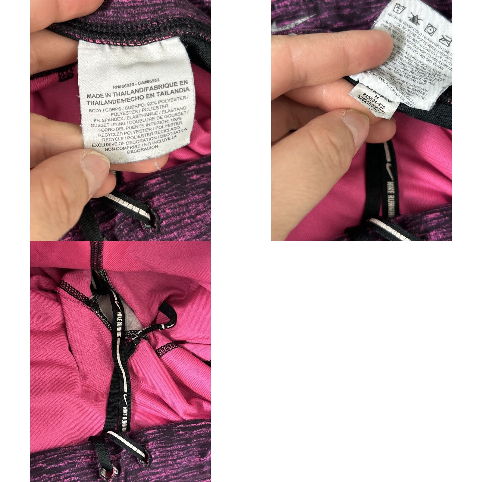 Nike Nike Womens Leggings Capri DriFit Drawstring M Black Pink 28x24 Activewear Womens Size 32" / US 10 / IT 46 - 9 Thumbnail