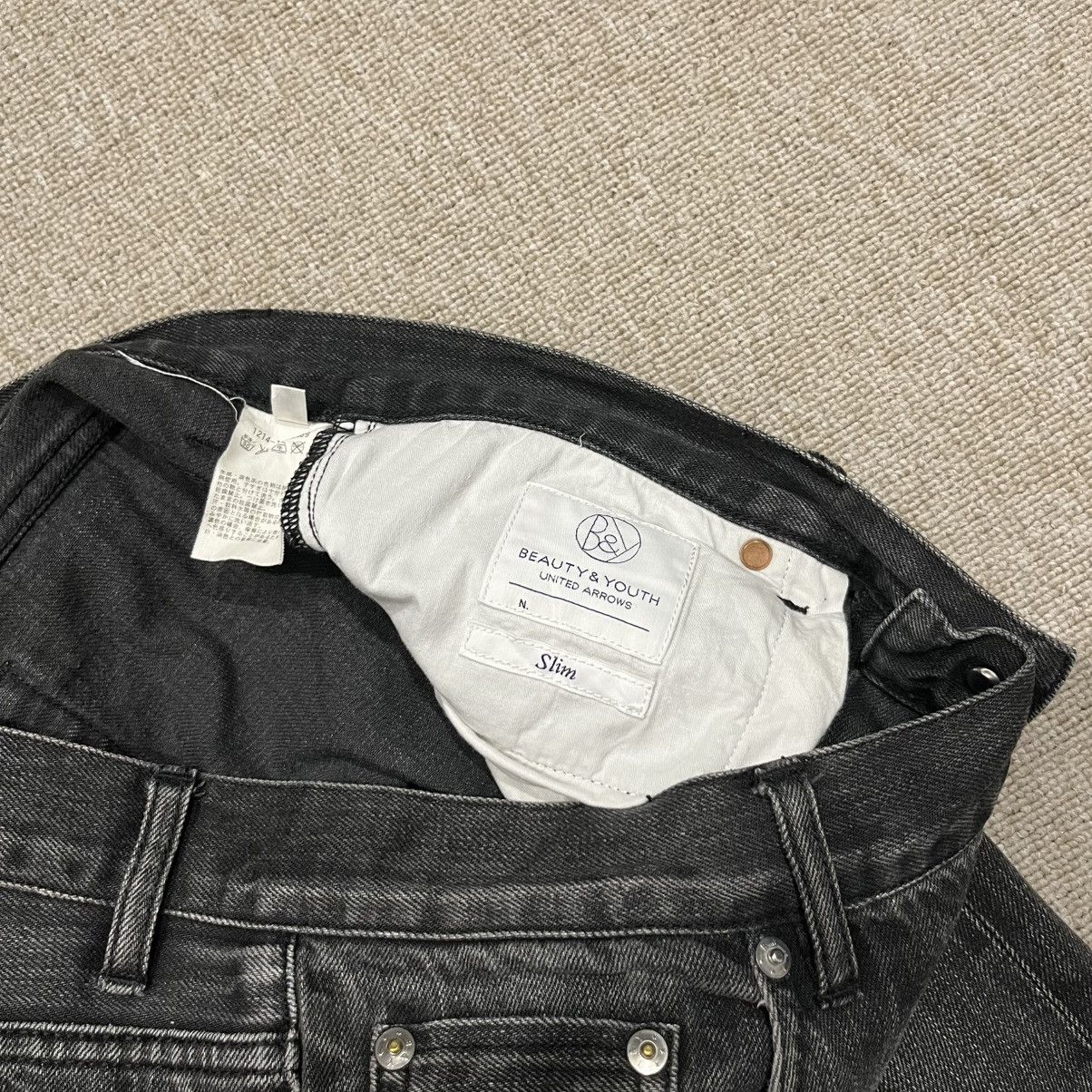 Japanese Brand B&Y United Arrows Skinny Washed Black Denim Selvedge Size US 30 / EU 46 - 7 Thumbnail
