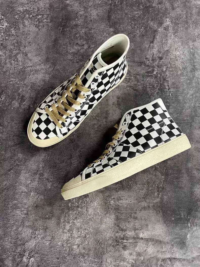 Saint Laurent Paris Saint Laurent Paris Chessboard Patchwork Canvas Shoes Size US 9 / EU 42 - 2 Thumbnail
