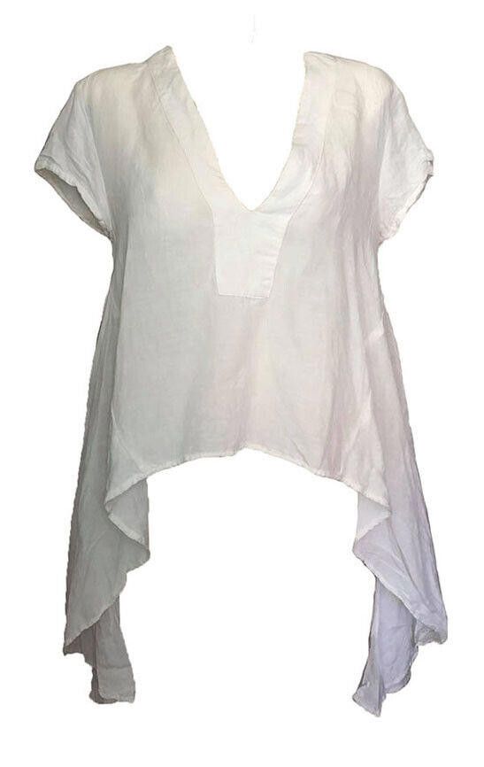 Designer New White Linen Blouse S Size S / US 4 / IT 40 - 1 Thumbnail