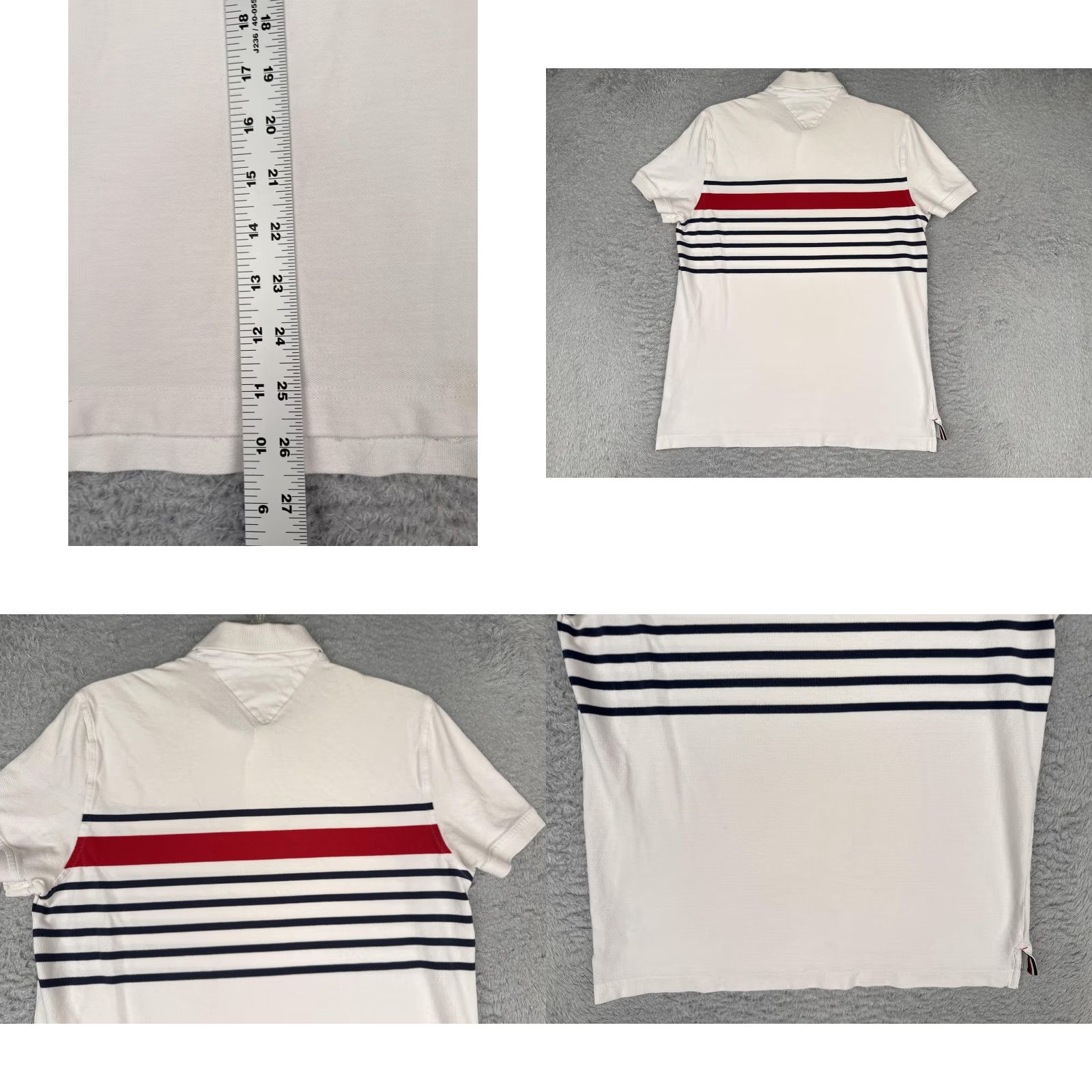 Tommy Hilfiger Tommy Hilfiger Polo Shirt Mens Medium White Striped Logo Cotton Knit Nautical Size US M / EU 48-50 / 2 - 9 Thumbnail