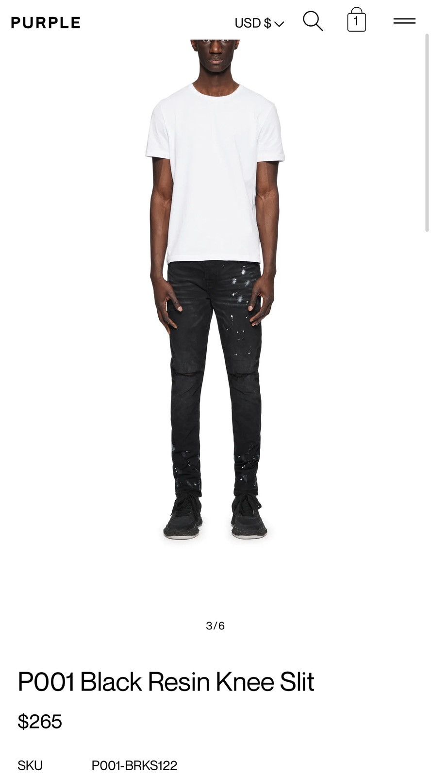 Purple P001 Black Resin Knee Slit Size US 31 - 16 Thumbnail