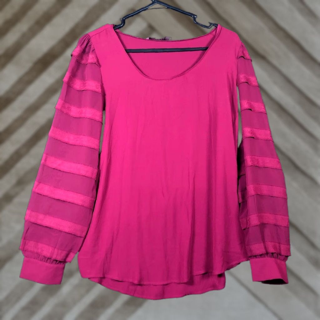 Loft LOFT Blouse Purple Long Sleeve Round Neck Stretch Small Womens Shirt Regular Size S / US 4 / IT 40 - 1 Thumbnail