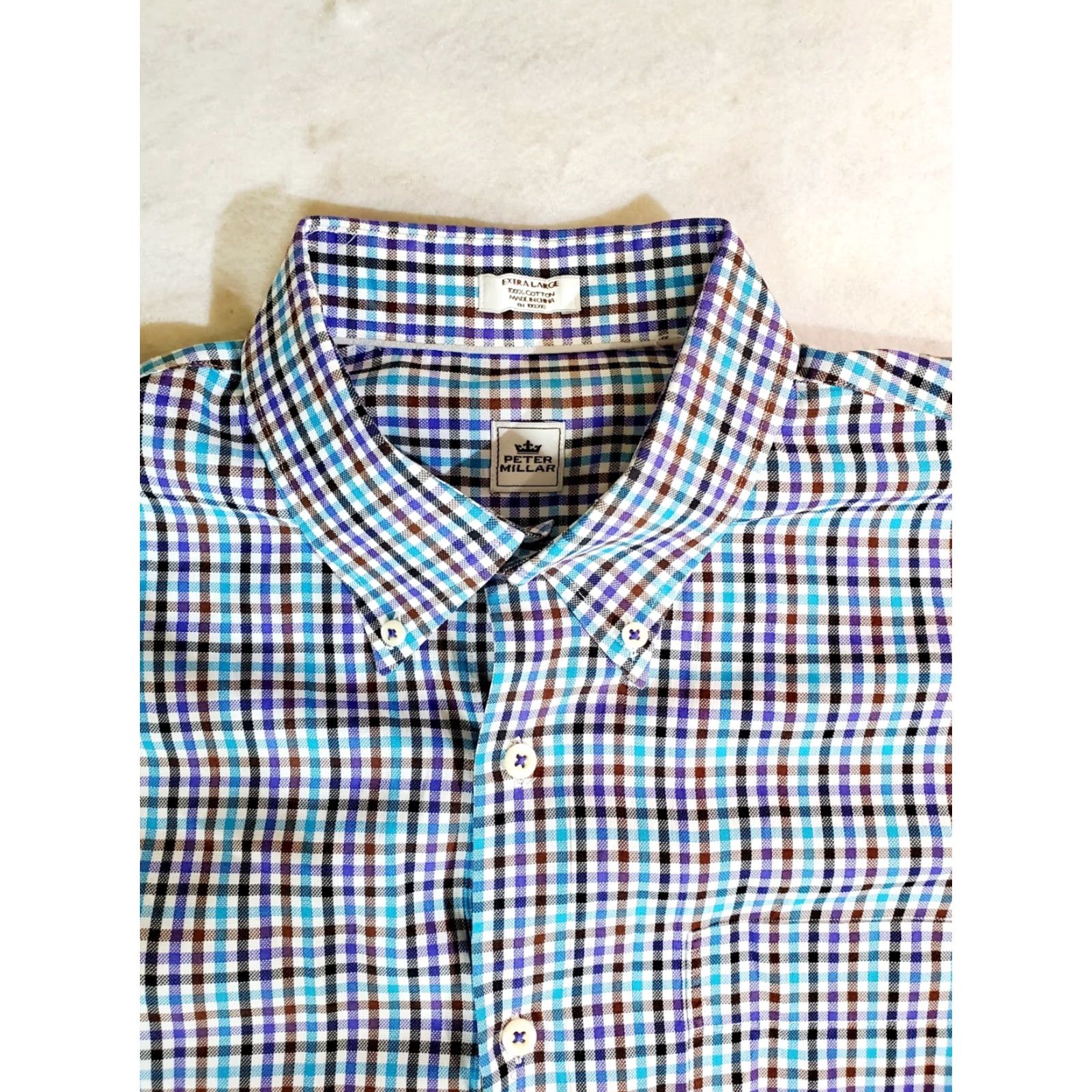 Peter Millar Peter Millar Signature Mens XL Long Sleeve Button-up Shirt Plaid 100% Cotton Size US XL / EU 56 / 4 - 4 Thumbnail
