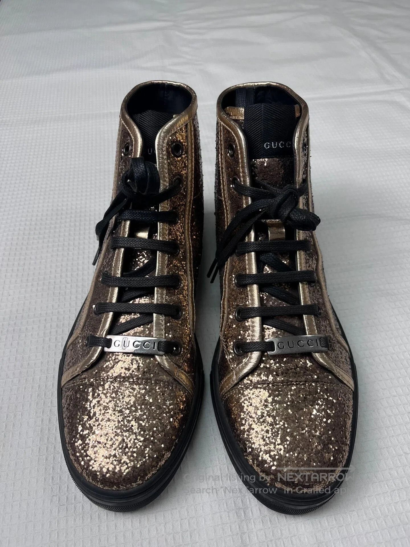 Gucci Gucci Rose Gold High-Top Sneakers 37.5. Size US 6.5 / IT 36.5 - 3 Thumbnail