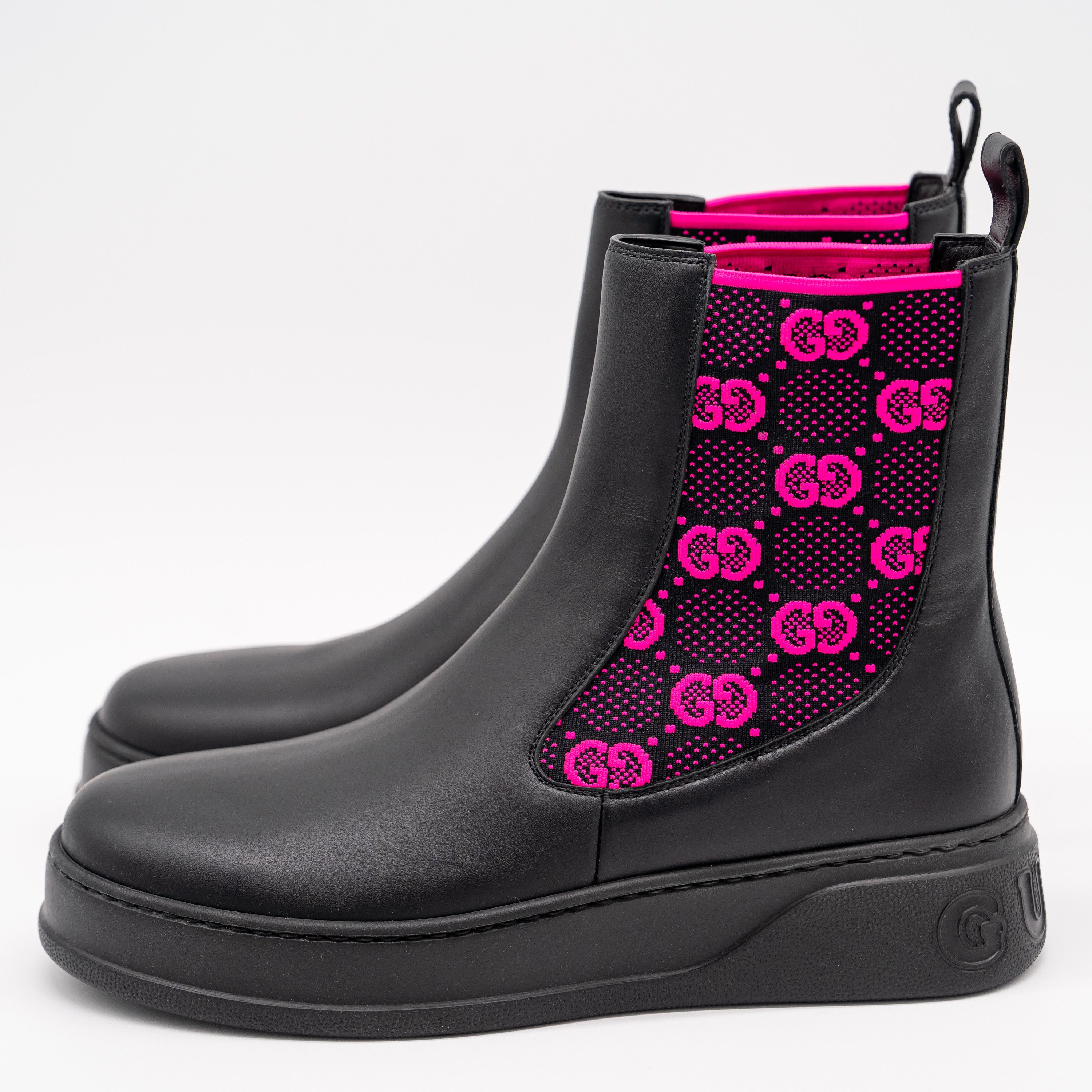 Gucci 41G 11 US Gucci Panelled Jersey Leather Boots Black Pink GG Size US 11 / IT 41 - 4 Thumbnail