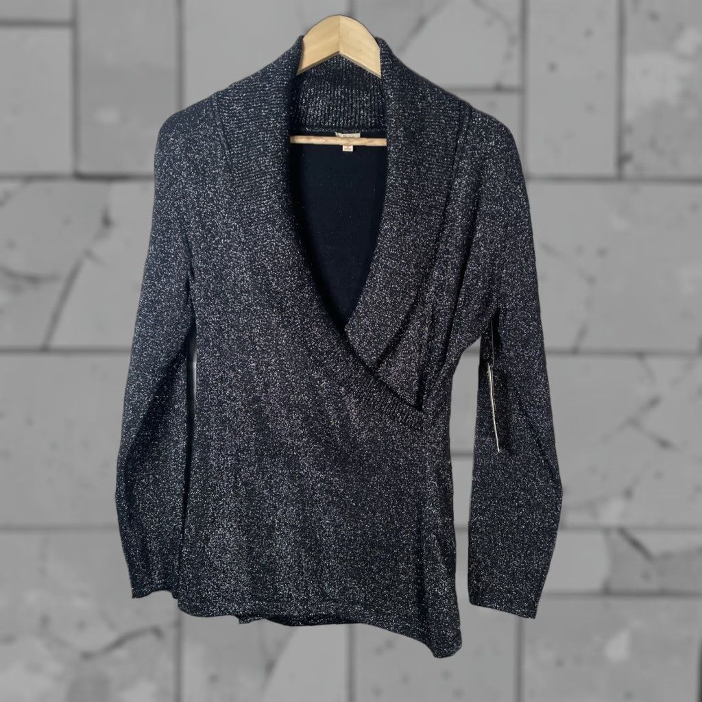 Vintage NWT Reba Sweater Silver Glittery Scoop Neck Womens M Shirt Size M / US 6-8 / IT 42-44 - 1 Thumbnail