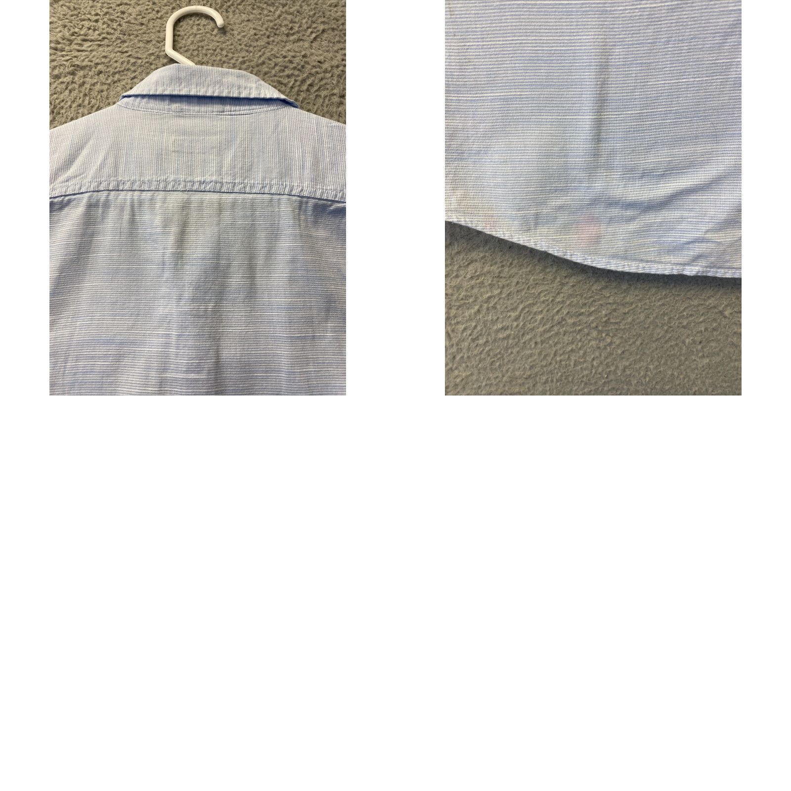 Izod IZOD Button-Up Shirt Mens Large Light Blue Striped Short Sleeve Classic Relaxed Fit Size US L / EU 52-54 / 3 - 8 Thumbnail
