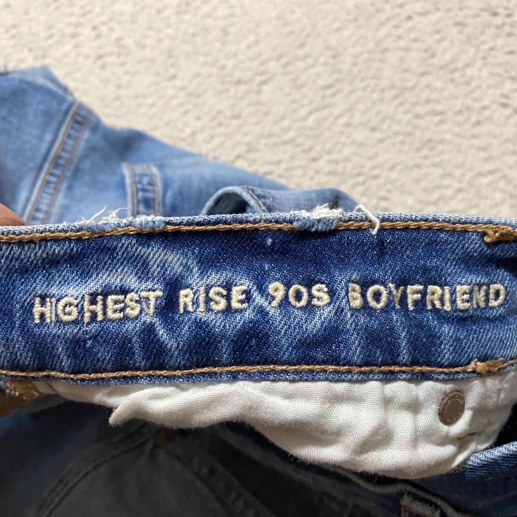 American Eagle Outfitters VINTAGE American Eagle Outfitters Jeans 14 Blue Distressed 90s Boyfriend High Rise 5-Pocket Womens Size 36" / US 14 / IT 50 - 4 Thumbnail