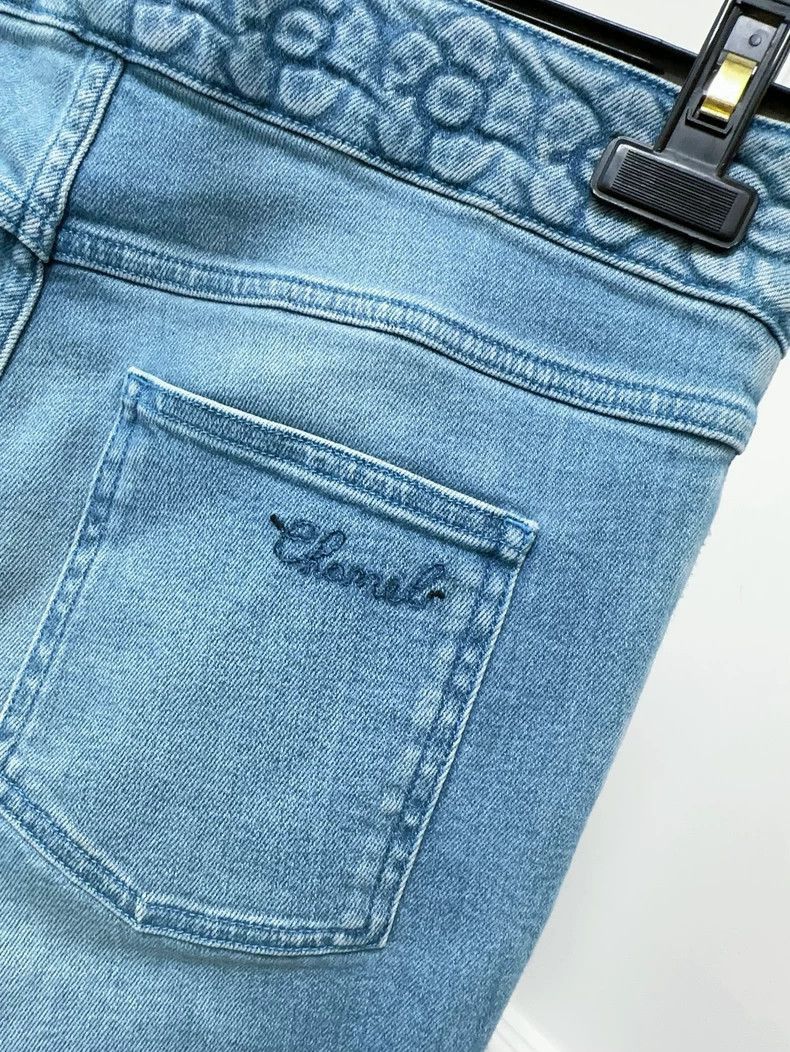 Chanel Chanel Blue Camellia Flared Jeans Size 37" - 3 Thumbnail