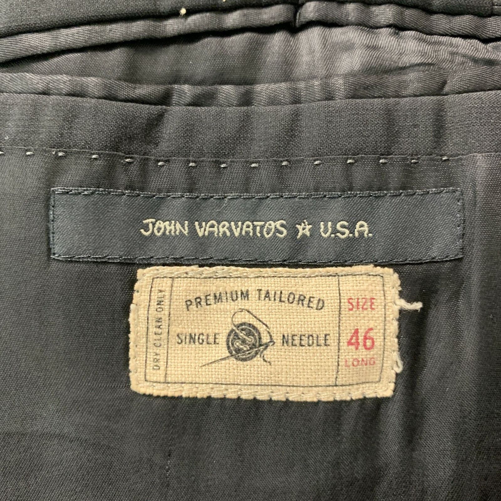 John Varvatos Size 46 Long Black Solid Wool Peak Lapel Sport Coat Size 46L - 5 Thumbnail
