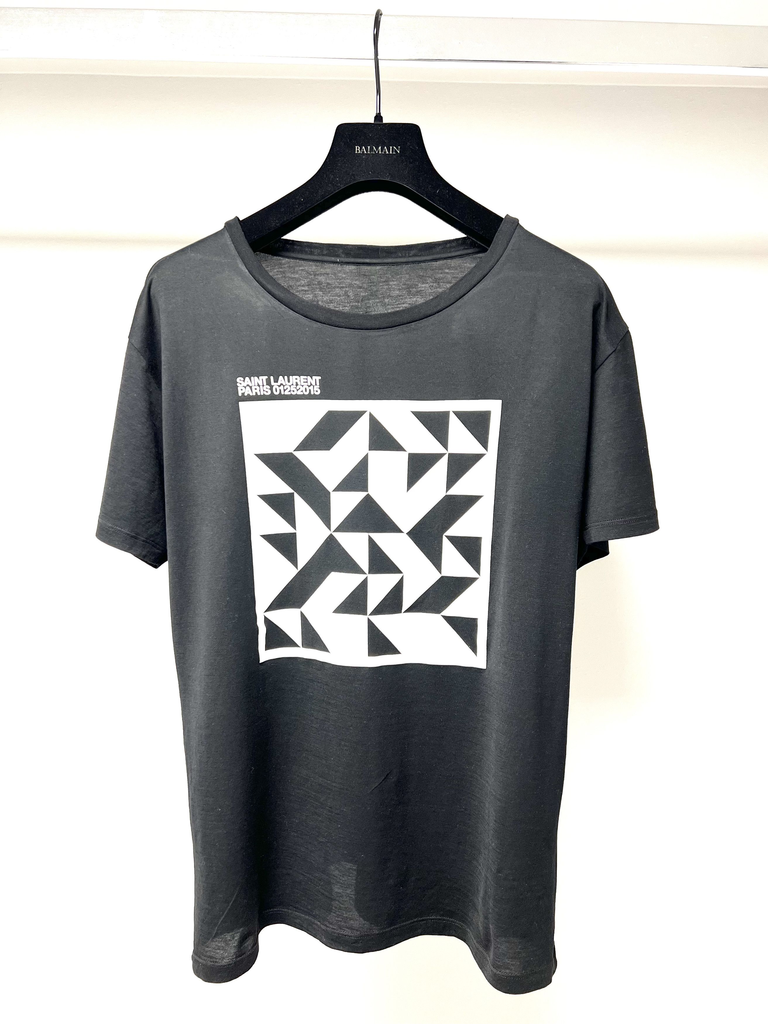 image of Saint Laurent Paris 01 25 2015 Graphic T-Shirt Made In Italy in Black/White, Men's (Size Small)