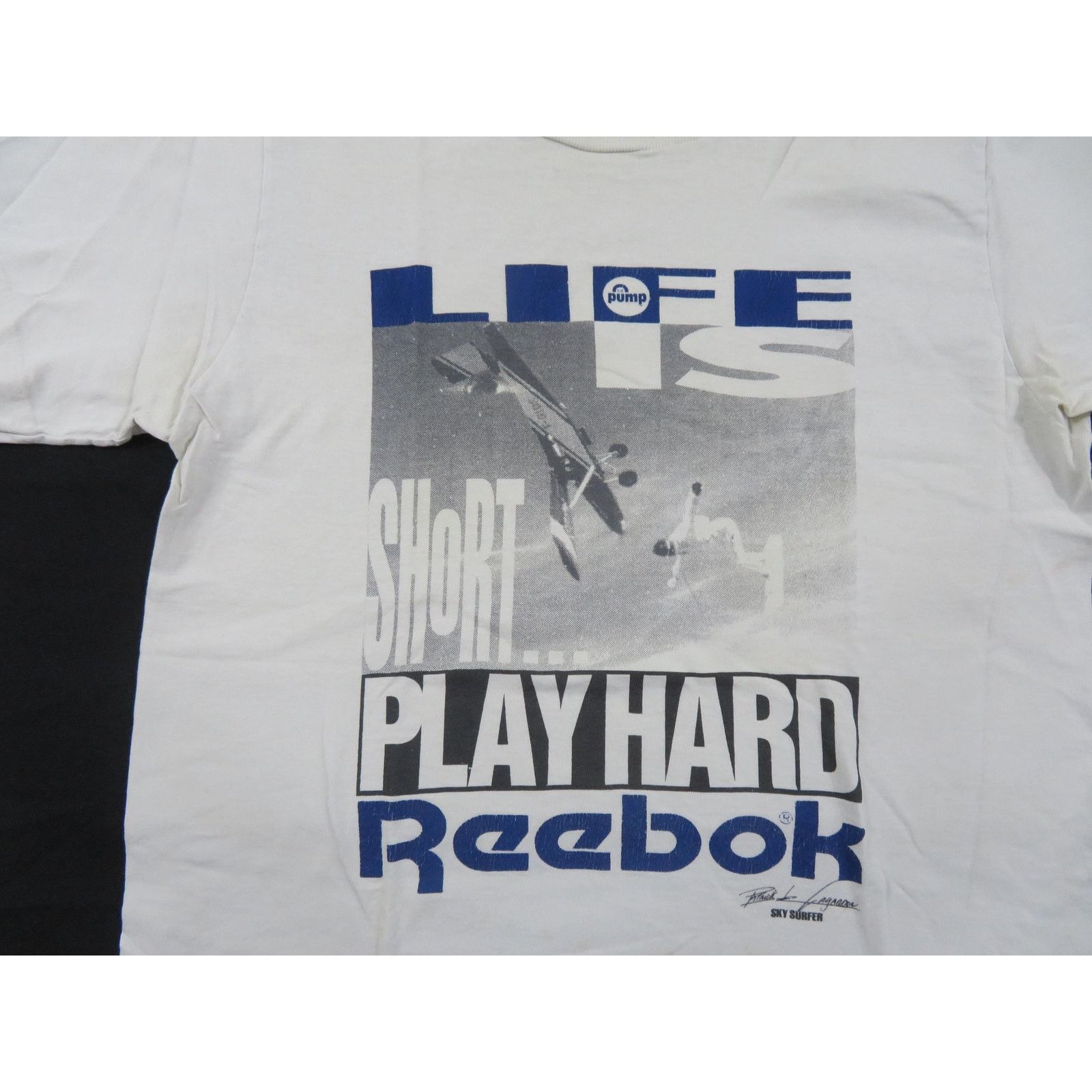 Reebok Reebok Life is Short Sky Surfer T-Shirt White Sz M 1990s Size US M / EU 48-50 / 2 - 2 Thumbnail