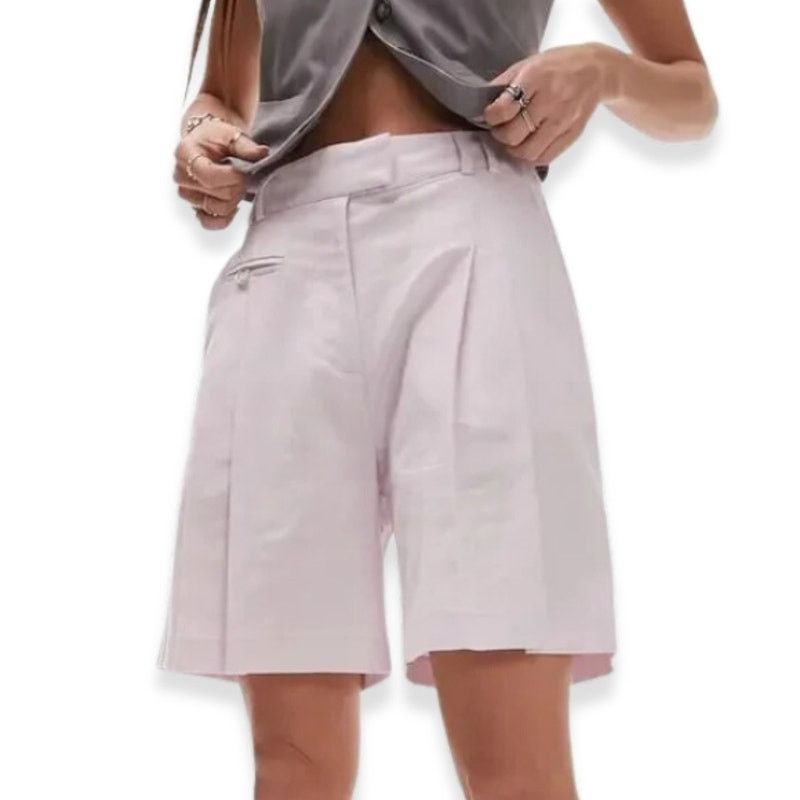 Other Topshop High-Rise Shorts Pockets Belt Loops Linen Purple 8 Size 30" / US 8 / IT 44 - 1 Thumbnail