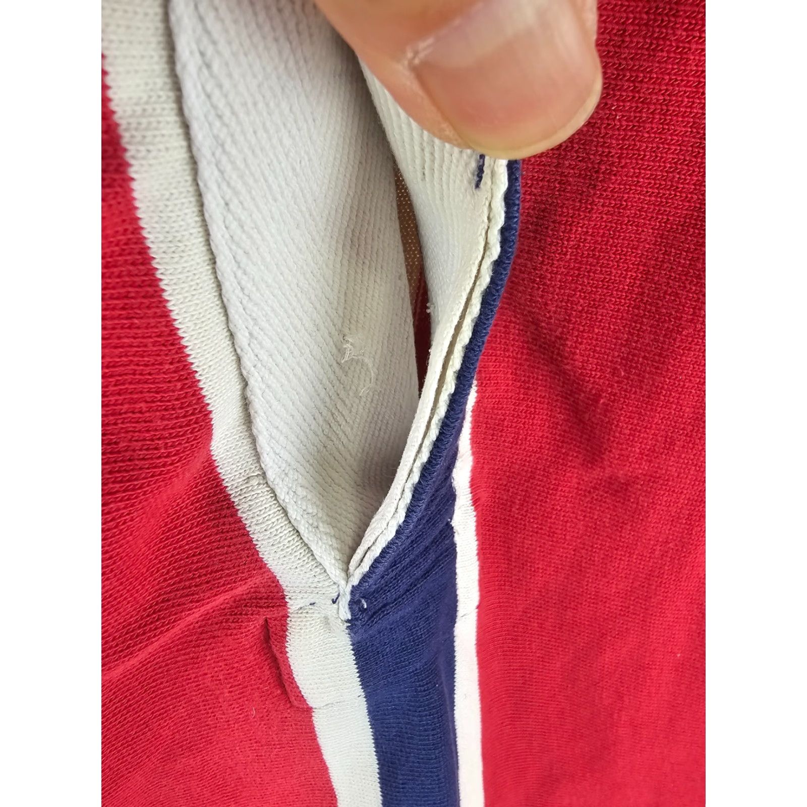 Polo Ralph Lauren VINTAGE Polo Ralph Lauren STRIP RUGBY SHIRT L 30 INCH TOP TO BOTTOM 28 INCH RED Mens SZ LARGE MADE IN HONG KONG Size US L / EU 52-54 / 3 - 7 Thumbnail