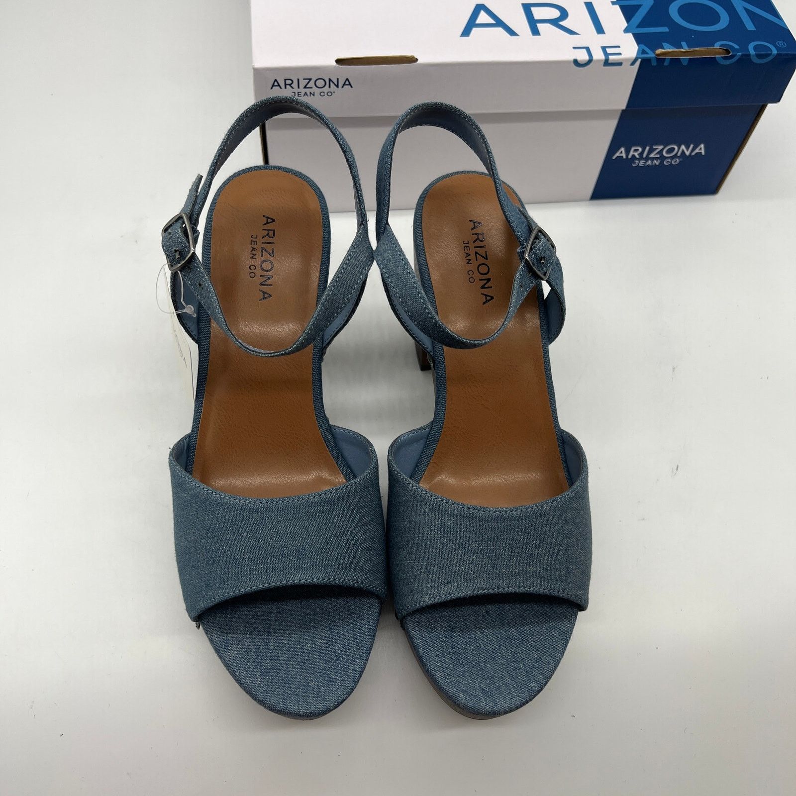 Other Arizona Jean Co Womens Heather Heeled Sandals Blue Deni Size US 9.5 / IT 39.5 - 4 Thumbnail