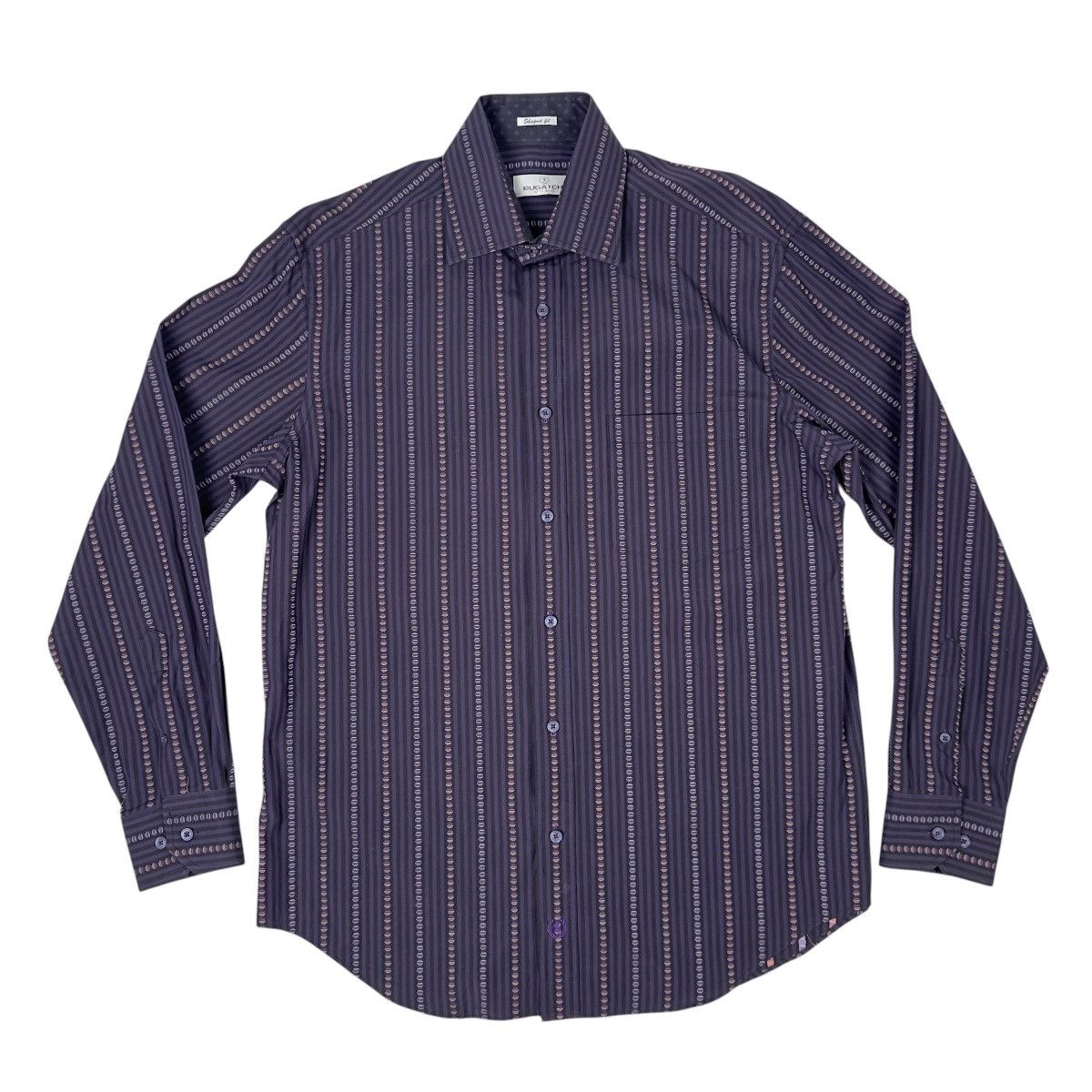 BUGATCHI Bugatchi Uomo Dress Shirt Mens L Large Purple Striped Size US L / EU 52-54 / 3 - 1 Thumbnail