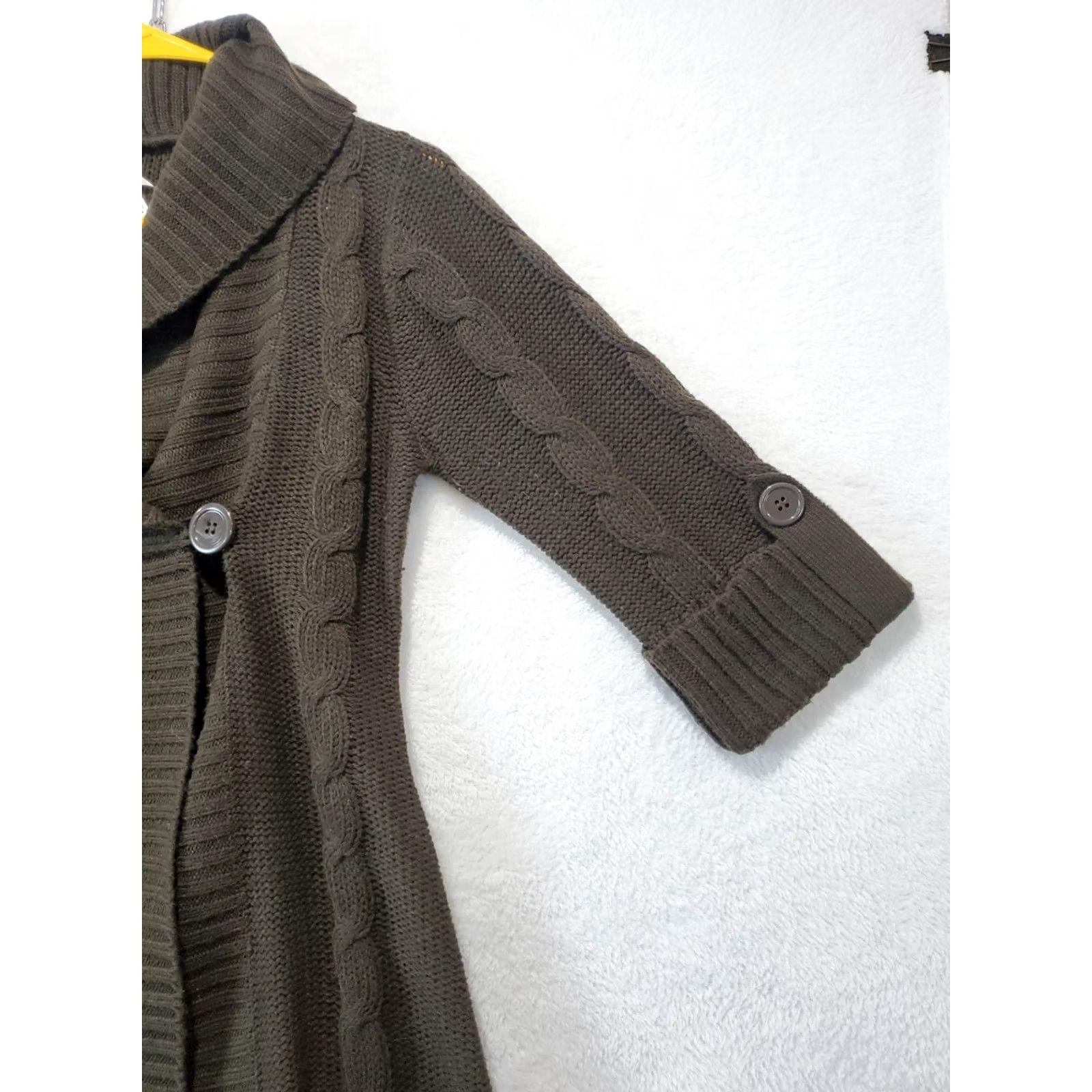 Vintage Derek Heart Women's Cardigan Fisherman Cable Knit Brown Size L Open Button Vintage Knit Sweater Fall Winter Size L / US 10 / IT 46 - 5 Thumbnail