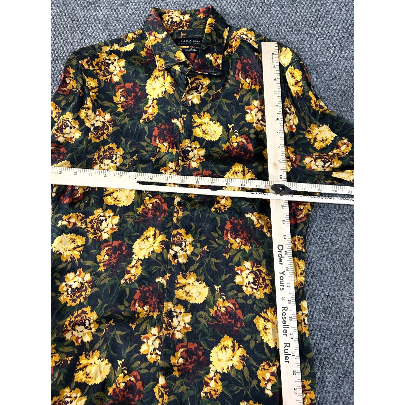 Zara Zara Shirt Mens Medium Button-Up Long Sleeve Black Floral Relaxed Fit Size US M / EU 48-50 / 2 - 3 Thumbnail