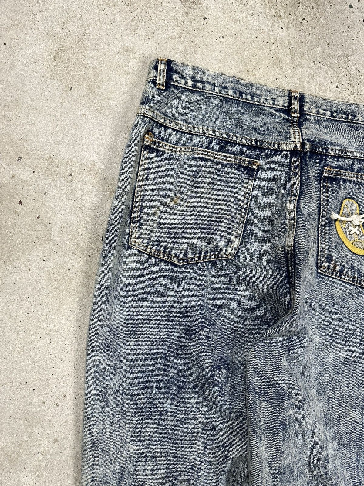 JNCO × Vintage Vintage 90s Acid Washed Blue Denim Pants Embroidery Sneakers Size US 34 / EU 50 - 13 Thumbnail