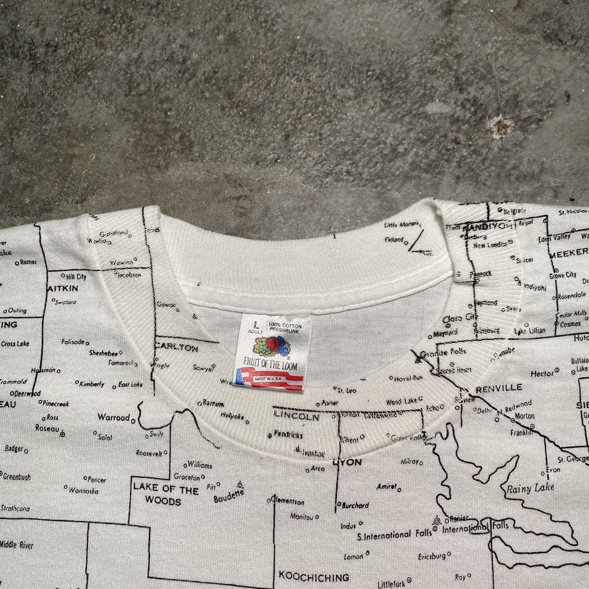 Fruit Of The Loom VINTAGE 90’s MINNESOTA ALLOVERPRINT MAP T SHIRT FOTL Size US L / EU 52-54 / 3 - 3 Thumbnail