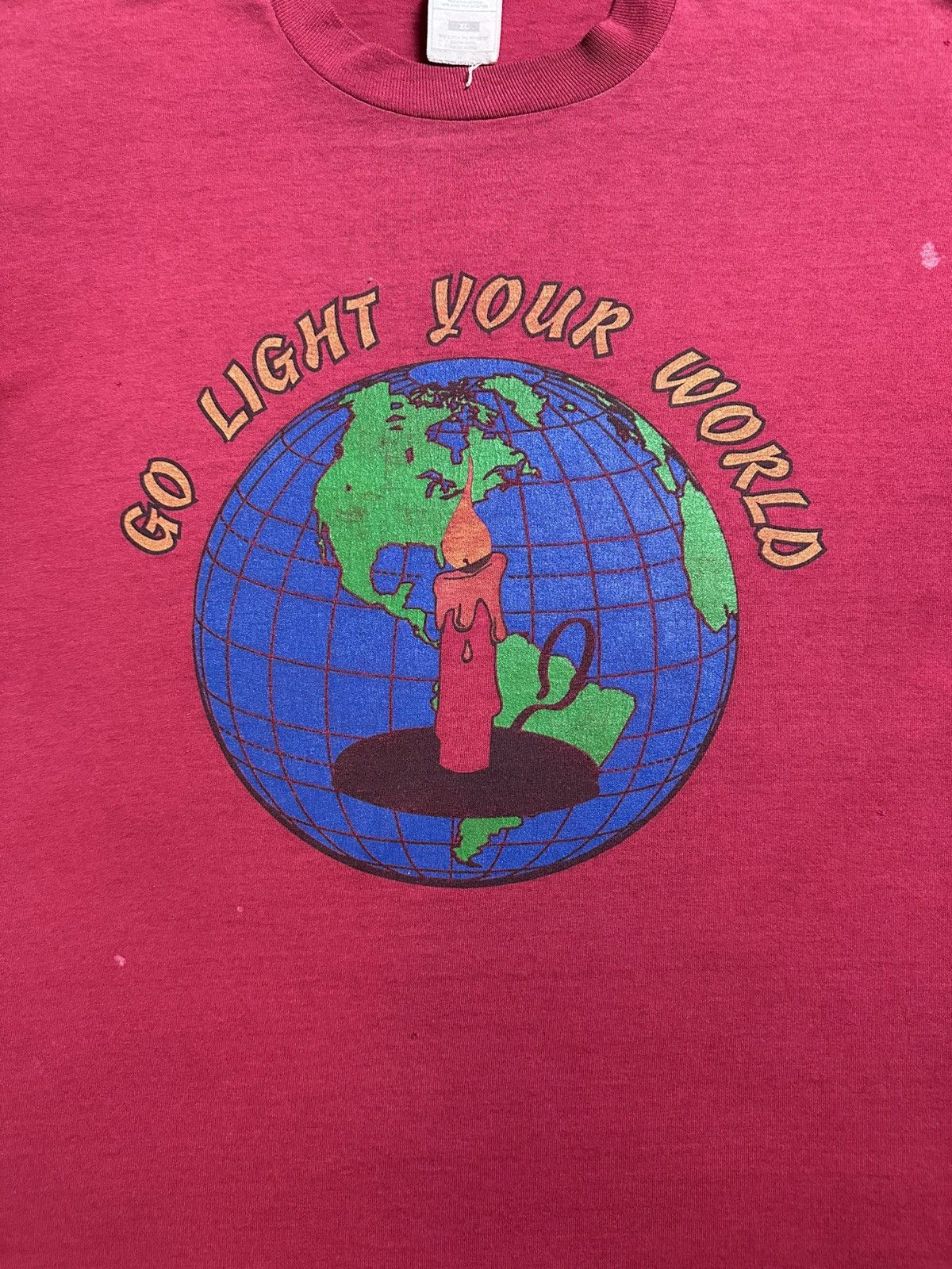Vintage Vintage Go Light Your World Earth Candle T-shirt Size XL Size US XL / EU 56 / 4 - 4 Thumbnail