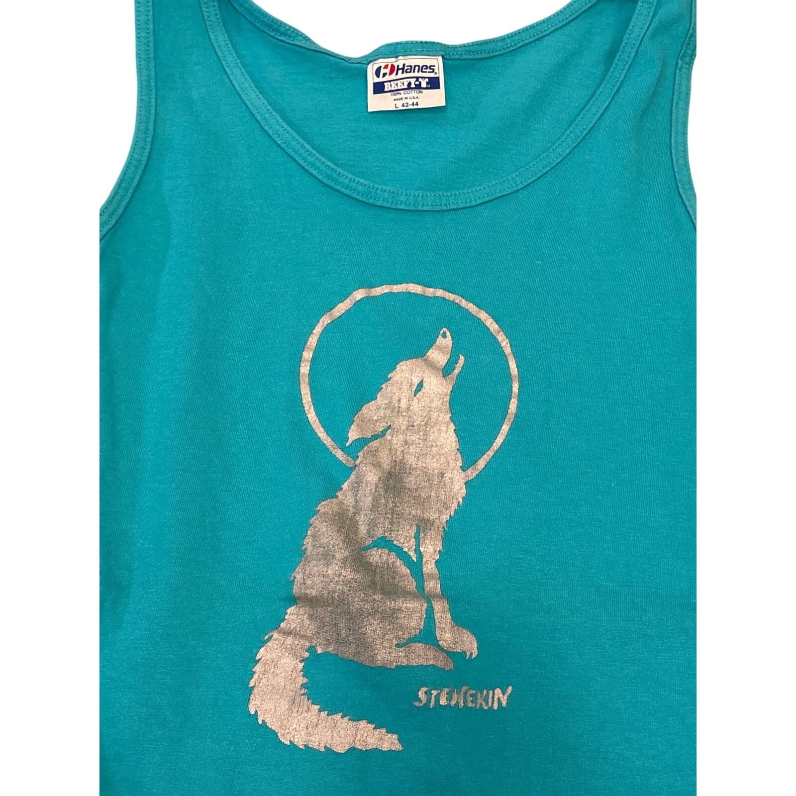 Hanes Vintage 90s retro Stehekin WA silver Wolf western tank L Size US L / EU 52-54 / 3 - 2 Thumbnail