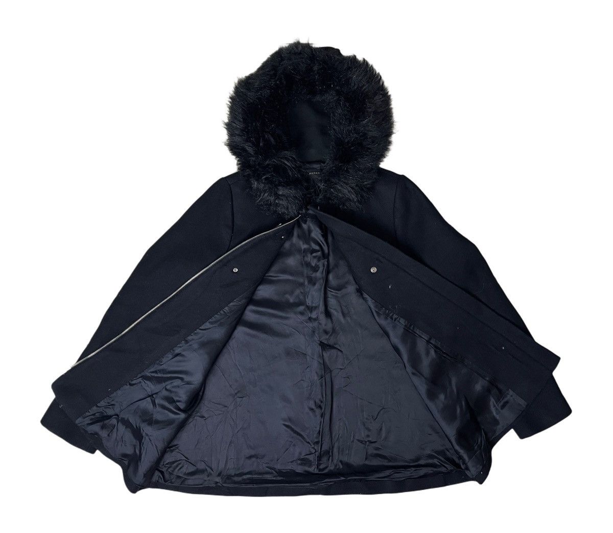 If Six Was Nine × Zara Zara Woman Faux Fur Hoodie Wool Coat Size L / US 10 / IT 46 - 8 Thumbnail
