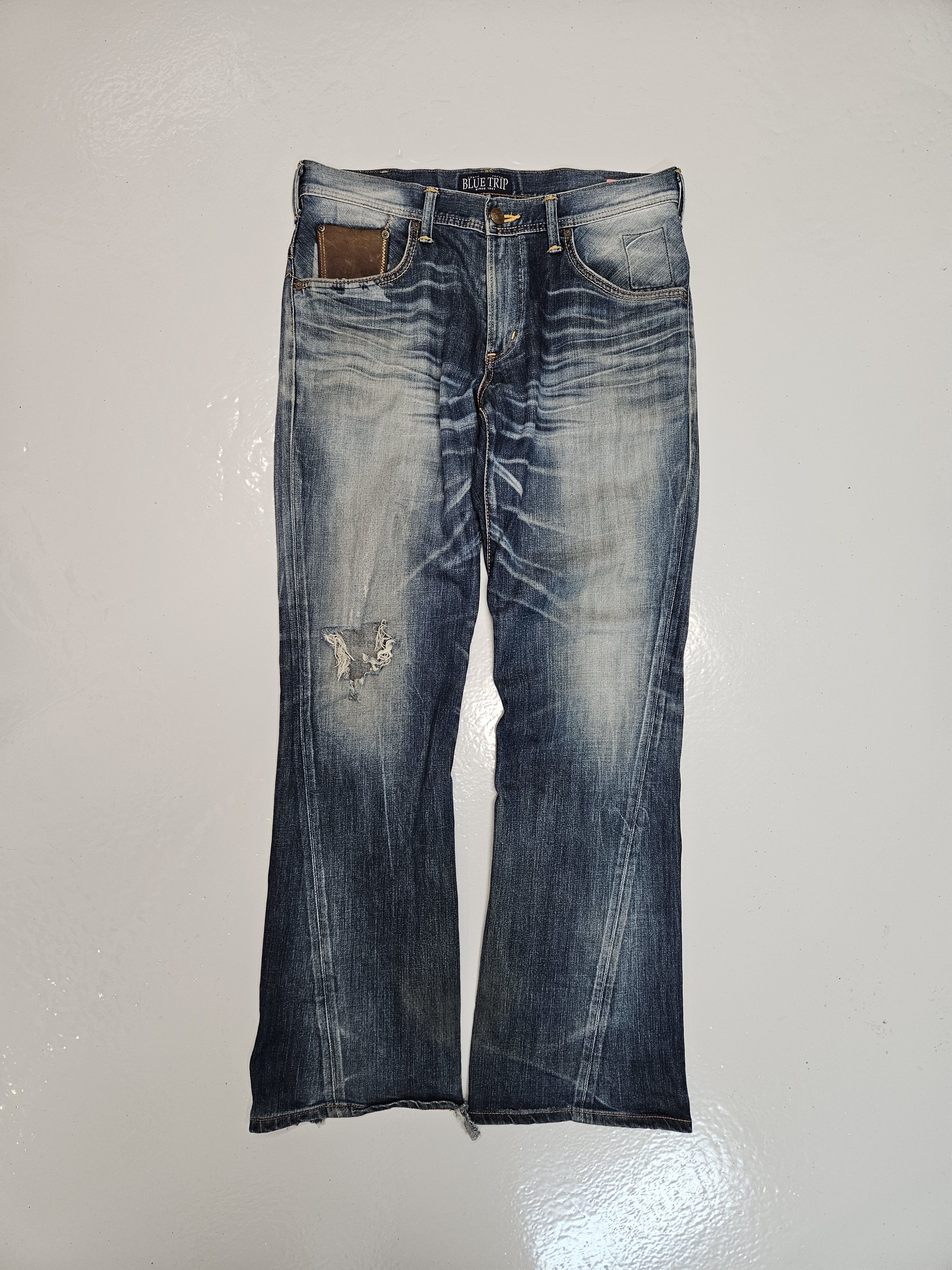 Edwin Edwin blue trip distressed washed bootcut denim Size US 34 / EU 50 - 1 Thumbnail