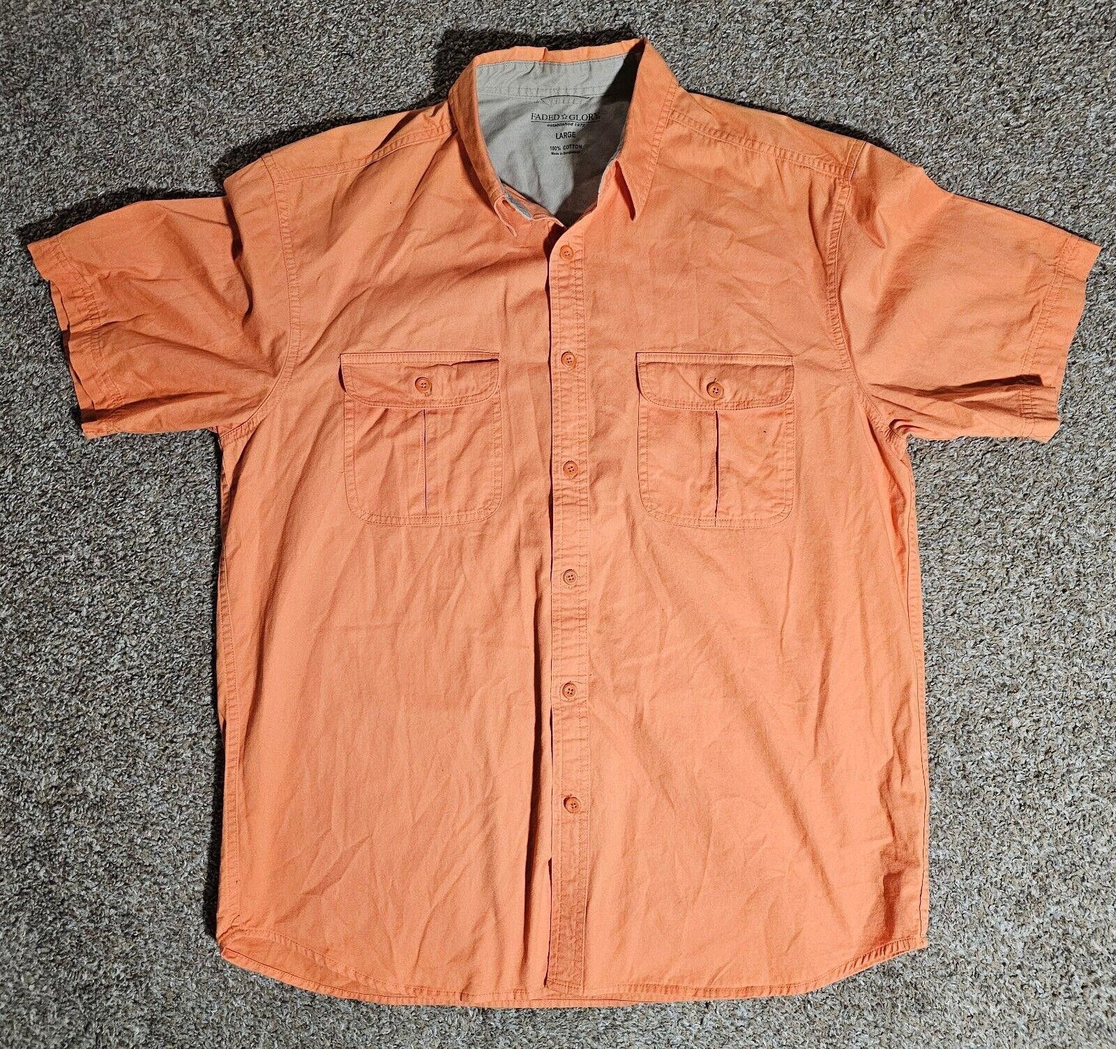 Faded Glory Faded Glory Authentic Men L Orange Button Short Sleeve shirt Size US L / EU 52-54 / 3 - 1 Thumbnail