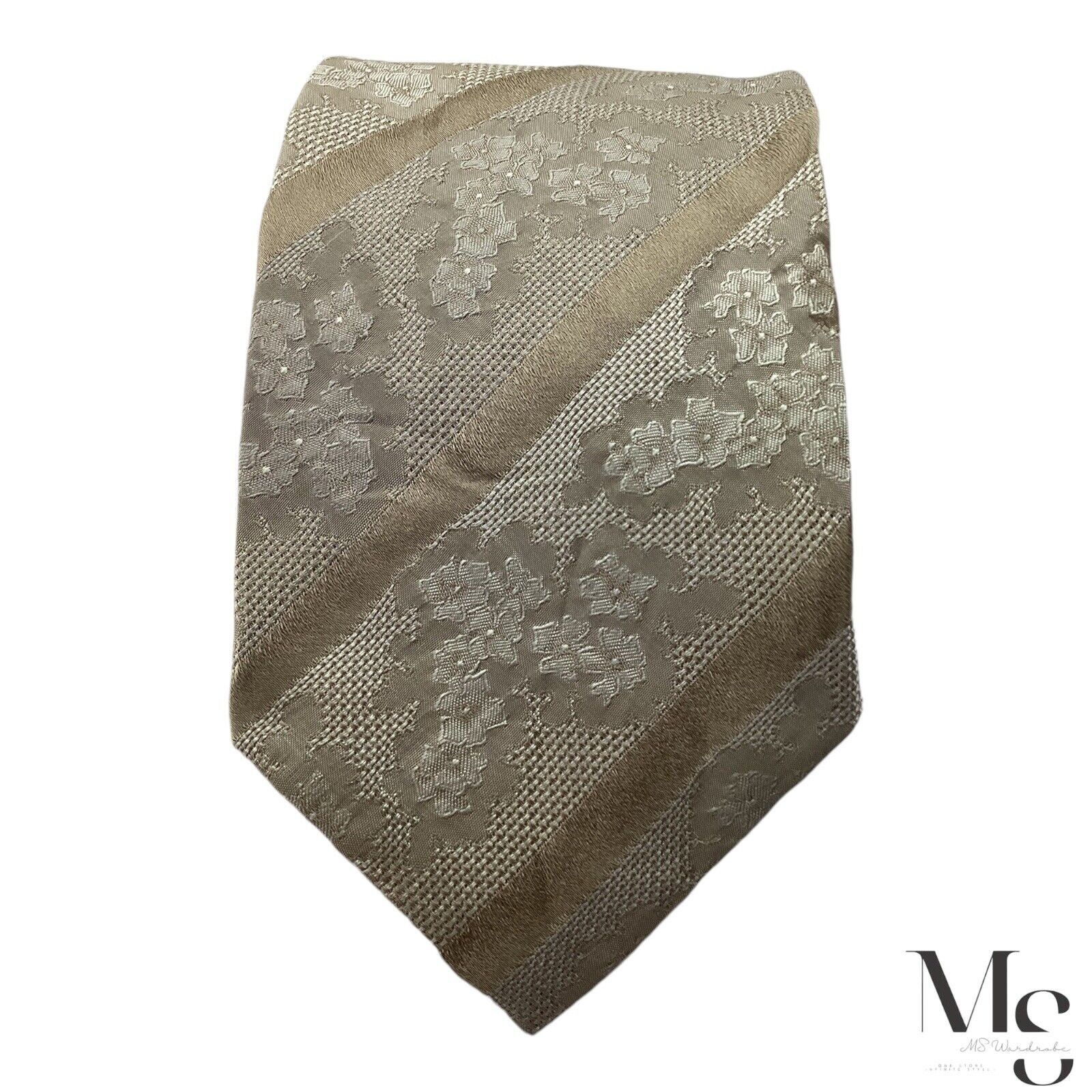 Kenzo KENZO Brown Folral Striped Luxury Silk Tie Made In Italy W: Size ONE SIZE - 3 Thumbnail