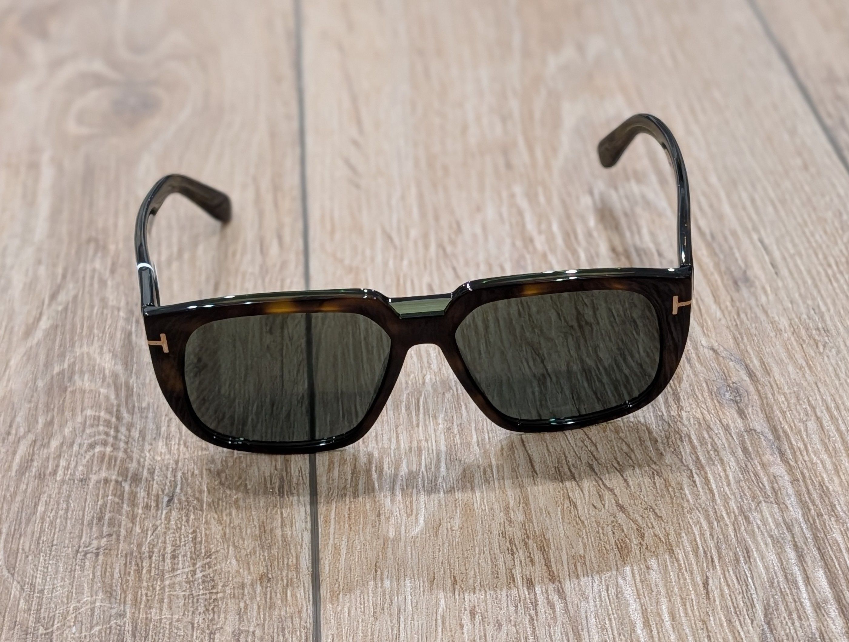 Tom Ford TOM FORD 56mm Square Sunglasses Havana Green Size ONE SIZE - 1 Thumbnail