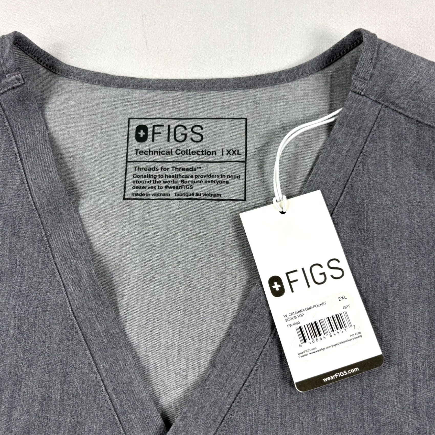 Vintage FIGS Scrub Top Shirt Womens 2XL Gray Catarina One Pocket Nurse Medical NEW Size XXL / US 16-18 / IT 52-54 - 4 Thumbnail