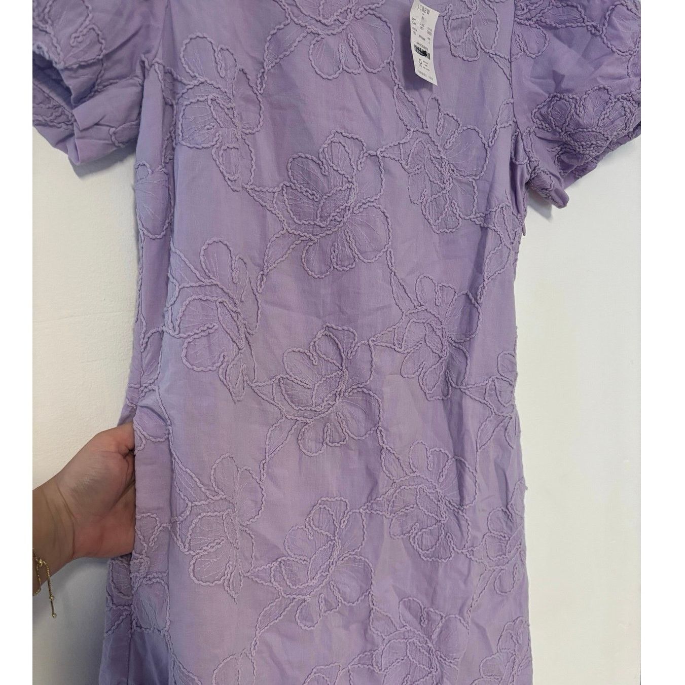 J.Crew NWT J.Crew Eyelet Puff Sleeve Mini Dress Lilac Floral Size 0 Size XS / US 0-2 / IT 36-38 - 6 Thumbnail