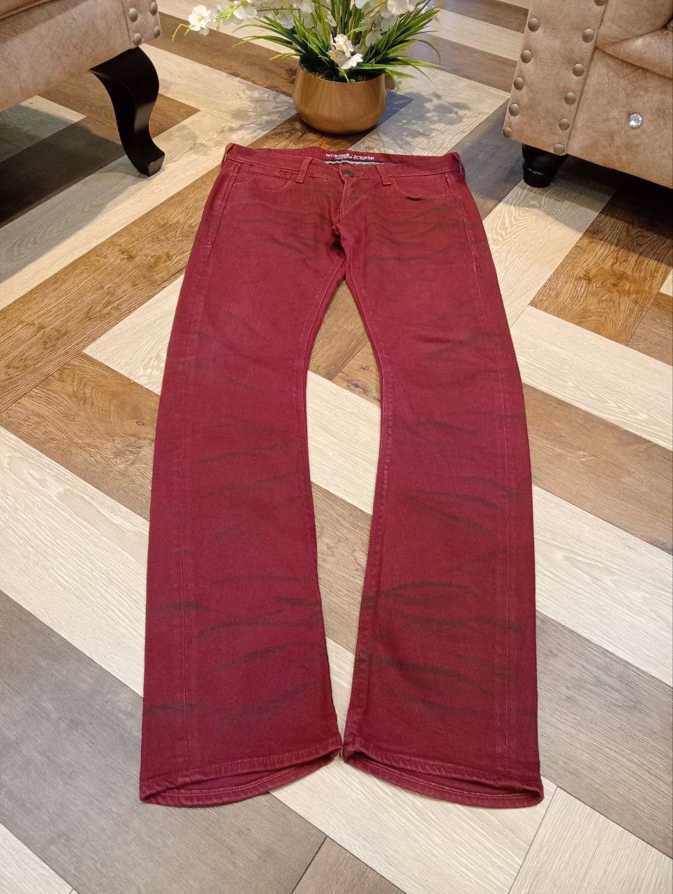 Murder License MURDER LICENSE MAROON MUDWASH WHISKER FADE CURVE JEANS Size US 33 - 3 Thumbnail