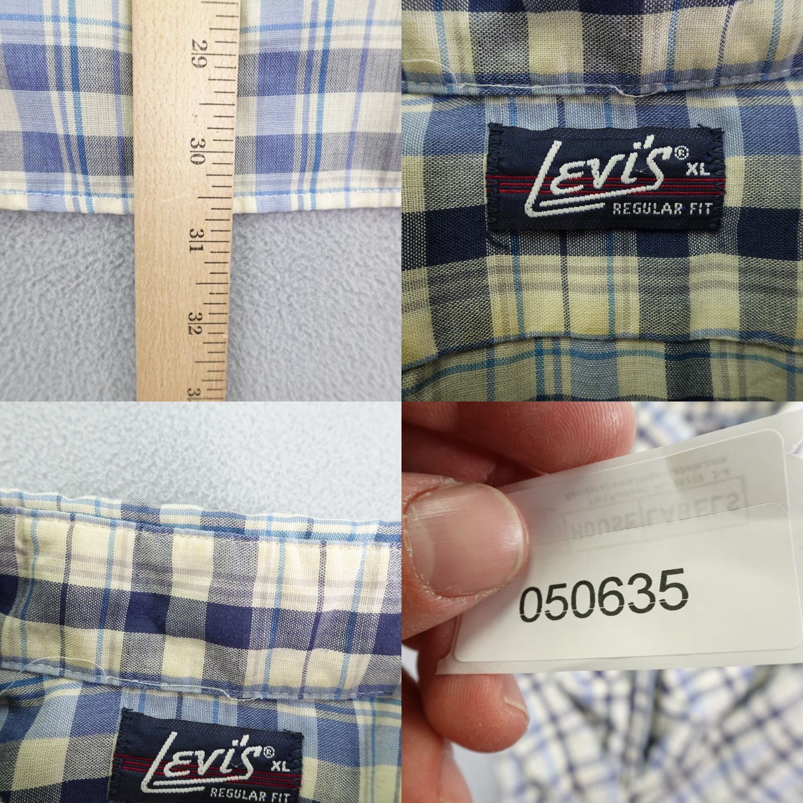 Levi's VINTAGE Levi's Shirt Mens XL White Plaid Button-Up 90s Lightweight Casual Western Cowboy Size US XL / EU 56 / 4 - 8 Thumbnail