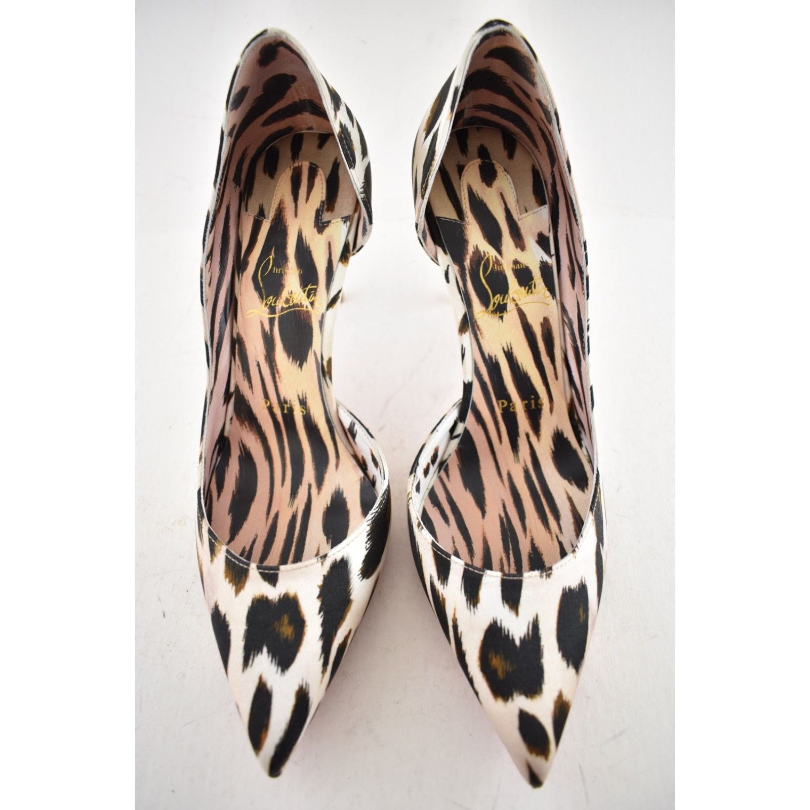 Christian Louboutin Christian Louboutin Iriza 85 Cheetah Crepe Satin Pump 37.5 Size US 7.5 / IT 37.5 - 4 Thumbnail