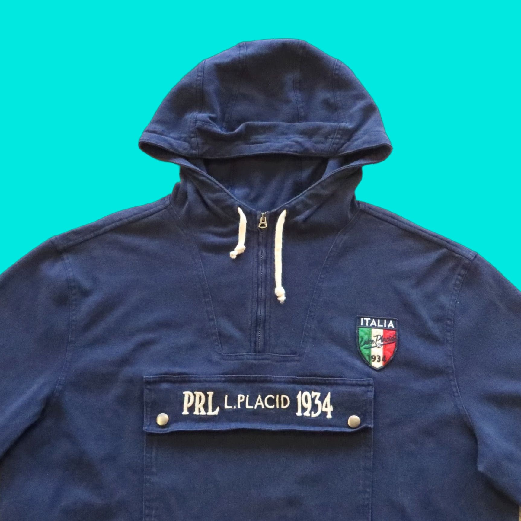 Polo Ralph Lauren VINTAGE Polo Ralph Lauren Italia Hoodie Sweatshirt Men L Blue Pullover 90s Size US L / EU 52-54 / 3 - 1 Thumbnail