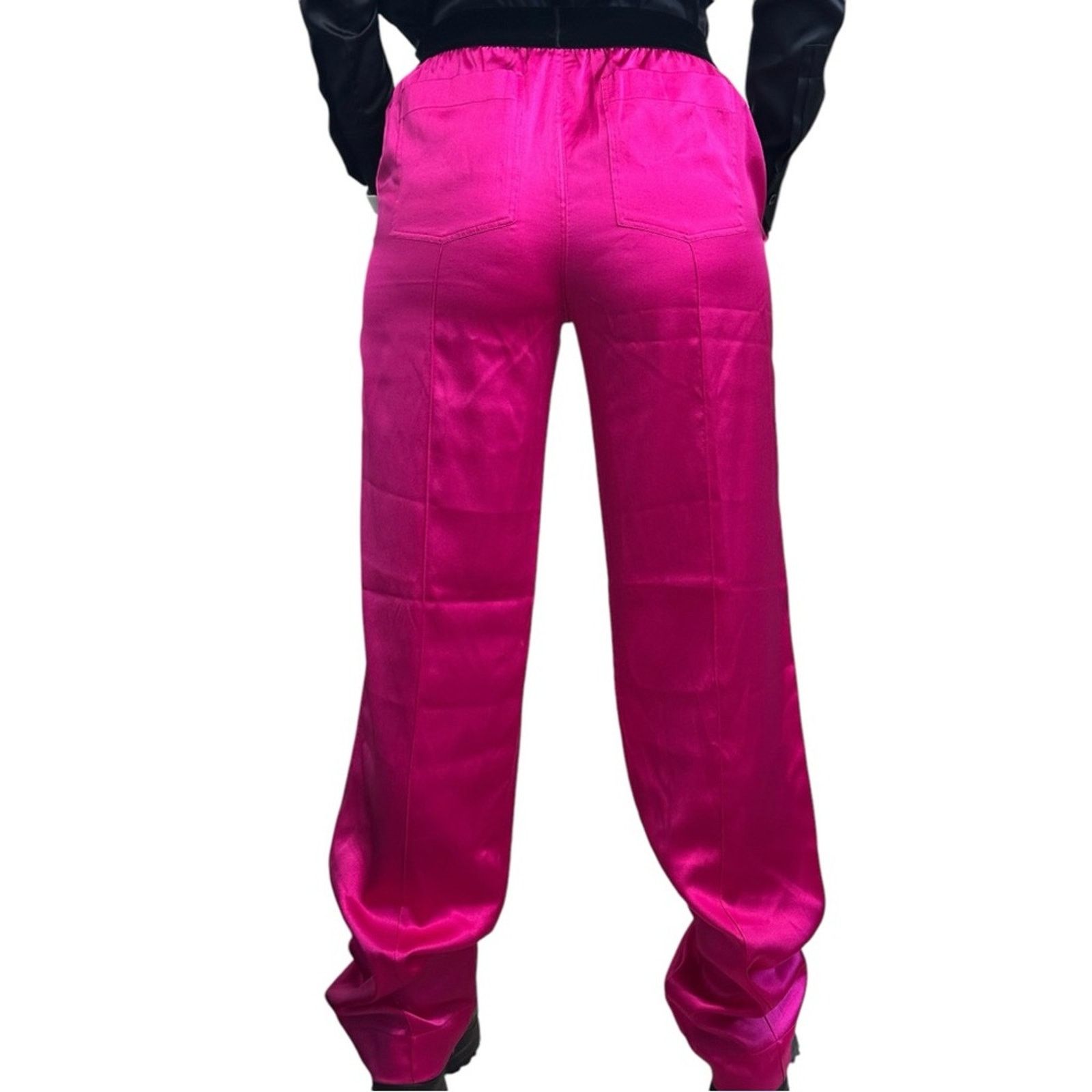 Tom Ford Hot Pink Silk Satin Logo Track Pants XS Barbie Pyjamas Auth Size 24" / US 00 / IT 34 - 8 Thumbnail