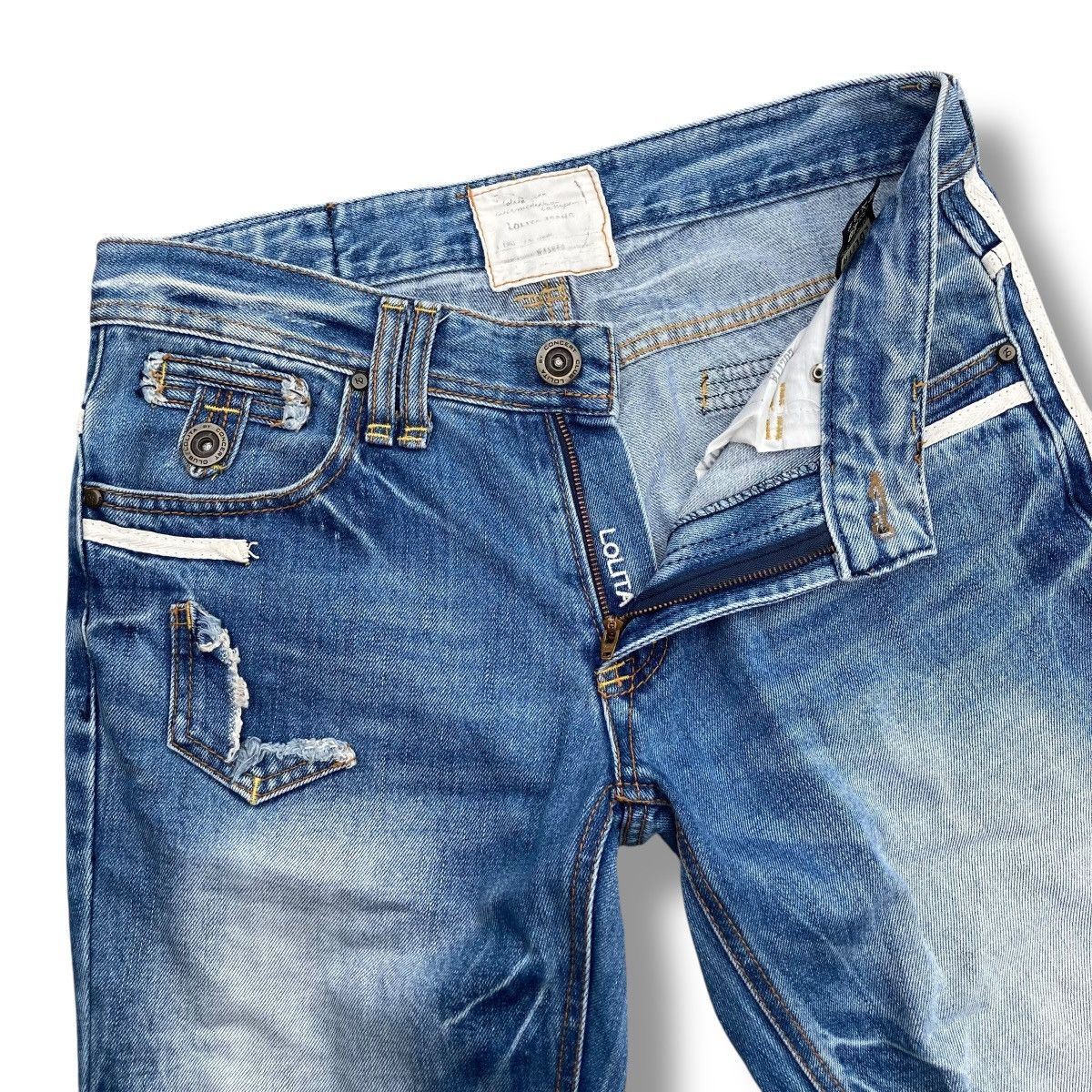 Hysteric Glamour 🇯🇵 YOSHITOMO NARA LOLITA WASHED DISTRESSED DENIM PANTS Size 32" / US 10 / IT 46 - 9 Thumbnail