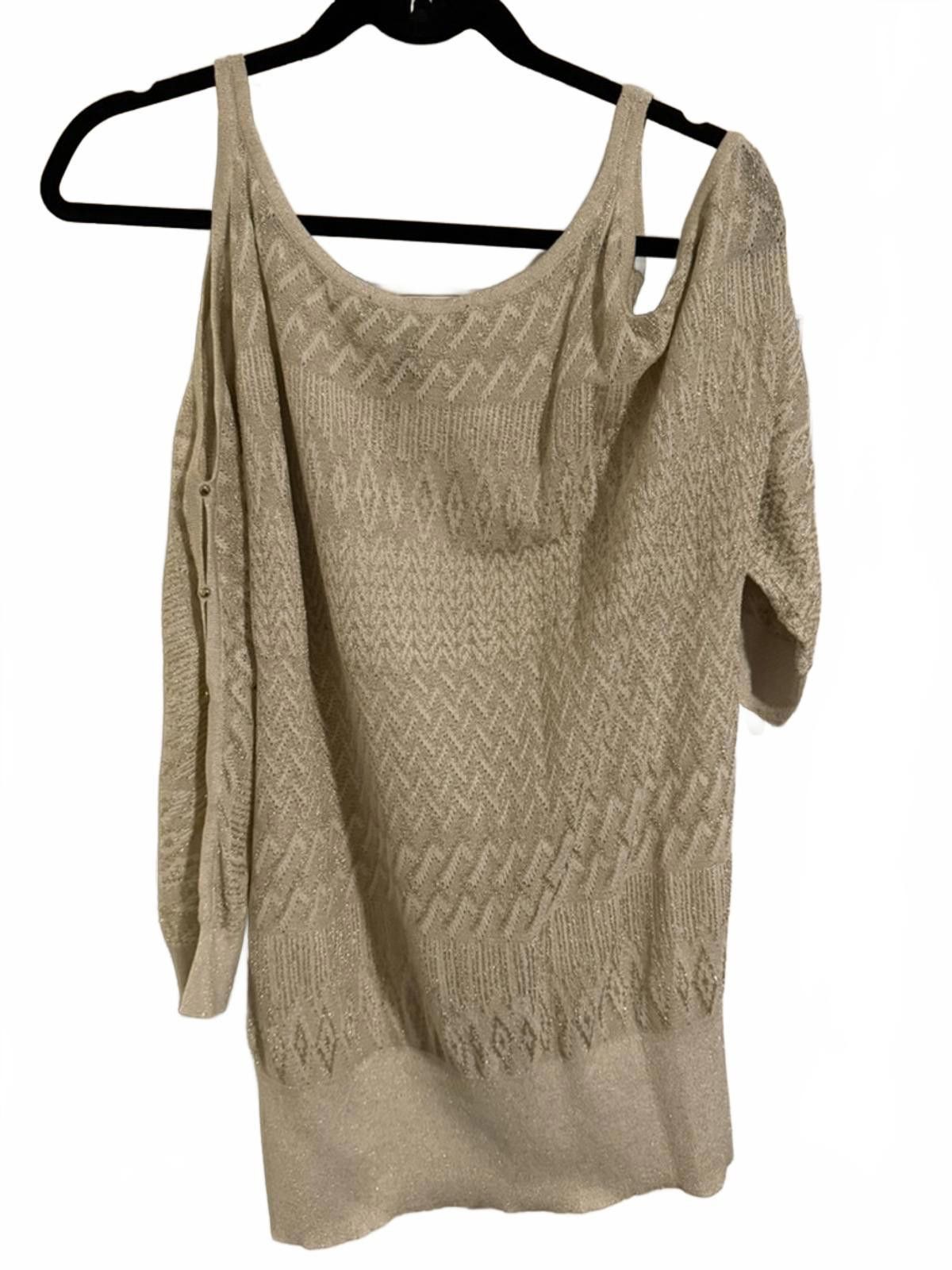 Other White House Black Market Beige Metallic Knit Sweater XL Size XL / US 12-14 / IT 48-50 - 5 Thumbnail