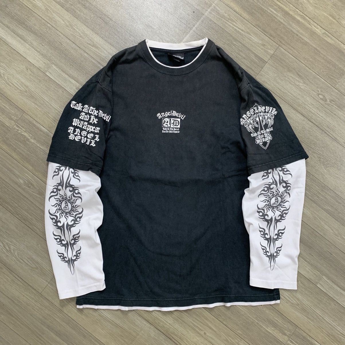 Japanese Brand Angel Devil Dragon Poem Y2K Double Layerd Size US L / EU 52-54 / 3 - 2 Thumbnail