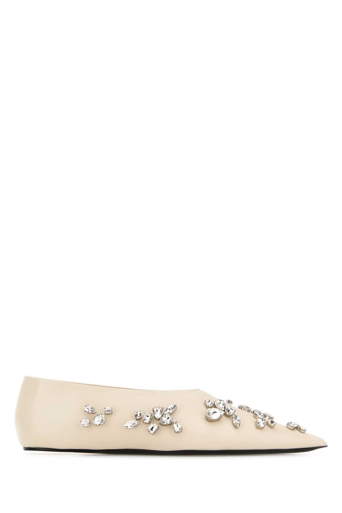 Jil Sander Ivory Leather Ballerinas Size US 6 / IT 36 - 1 Thumbnail