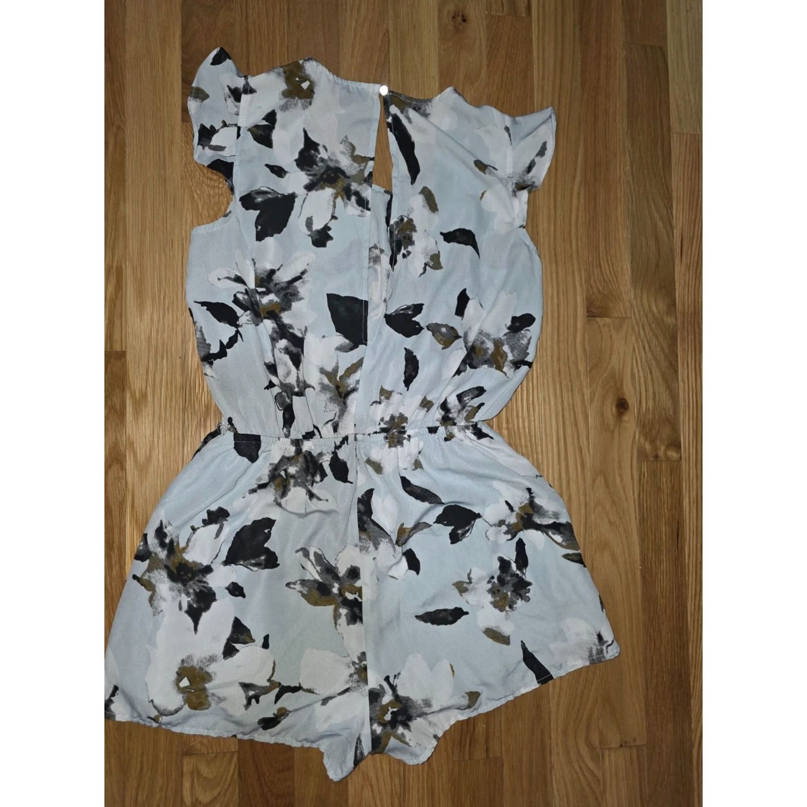 Acme Clothing One Clothing One-Piece Romper Women's S Blue Floral Polyester Cap Sleeve Size 28" / US 6 / IT 42 - 3 Thumbnail