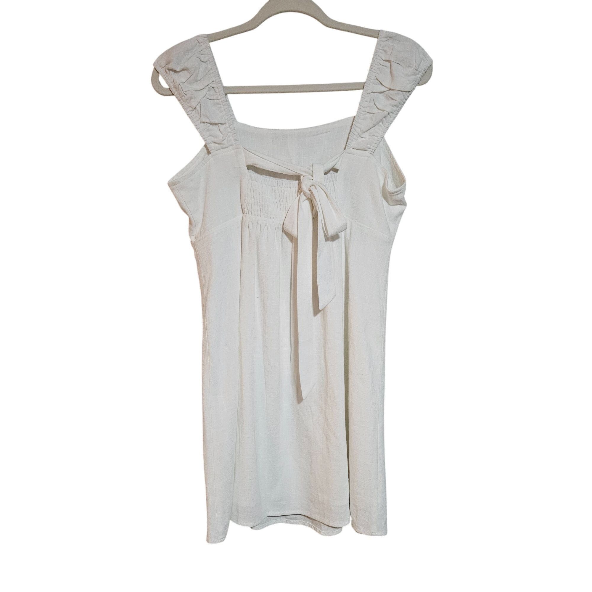 Other Sadie & Sage M White Womens Mini Dress Ruched Straps Cottage Size M / US 6-8 / IT 42-44 - 4 Thumbnail
