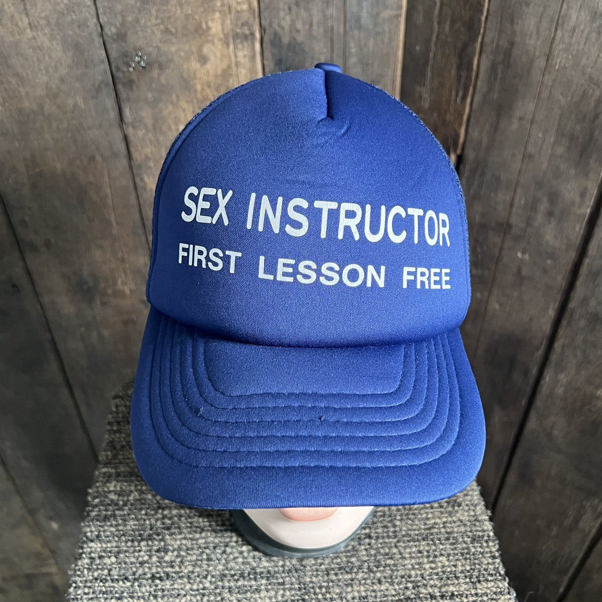 Vintage Vintage “sex instructor first lesson free” trucker hat | Grailed